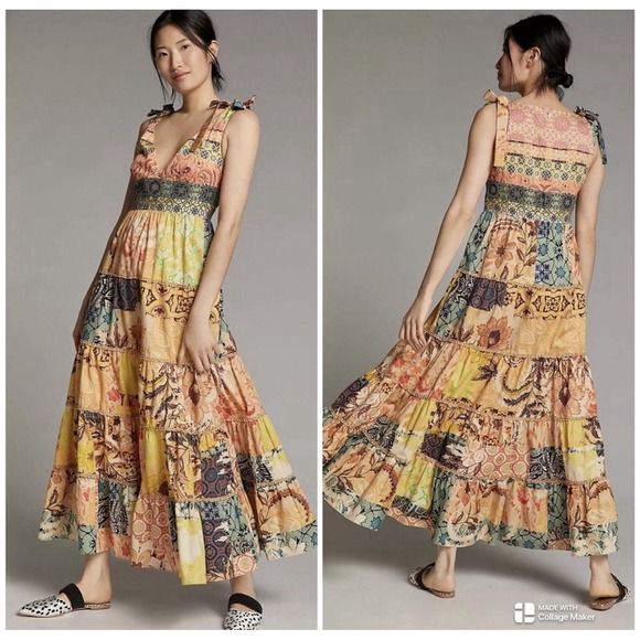 Anthropologie Dresses & Skirts - Anthropologie Patchwork Maxi Homecoming Dress NWT Med 100% Cotton